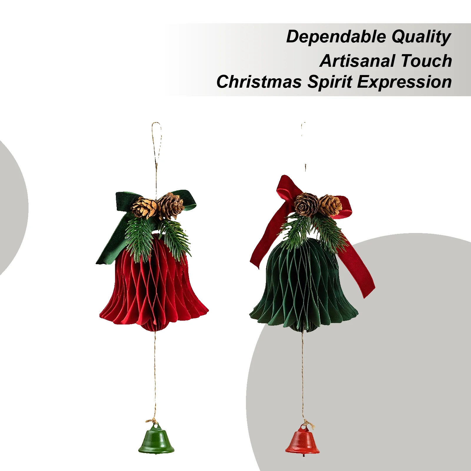 

Decorative Paper Christmas Bells Christmas Tree Pendant Traditional Holiday Ornaments for Home, Garland, Door Festive Decoration