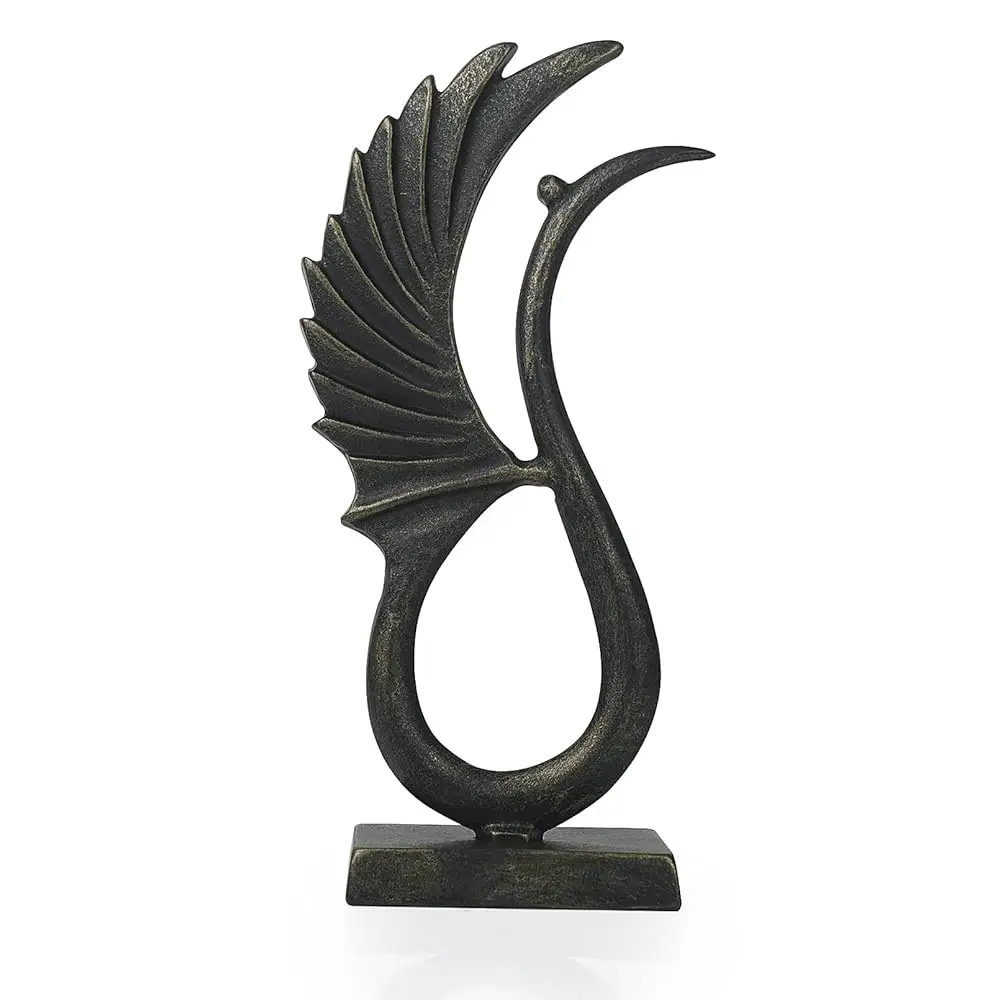 

Home Decor Abstract Crane Sculpture, Cast Iron Vintage Art Bird Statue Decoration For Table, Bookshelf, Entryway, Cabinets,