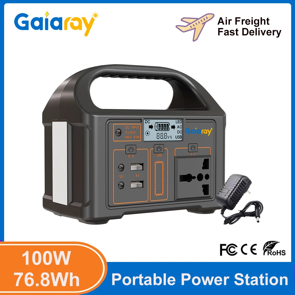 

100W Portable Power Station 24000mAh LiFePO4 Charging Station Solar Generator 220V/110V Energy Storage Power Supply for Camping