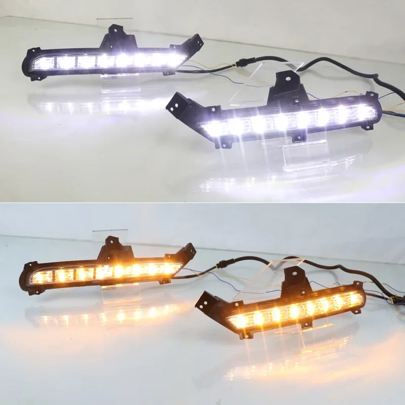 LED Daytime Running Light For Kia Rio III Restyling 2015-2017 Dynamic Turn Signal Waterproof 12V Car DRL Fog Lamp Decoration