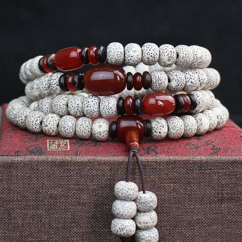 Factory Wholesale Creative Xingyue Bodhi Hainan High Density Smooth and White108Beads Bracelet Red Agate Accessories