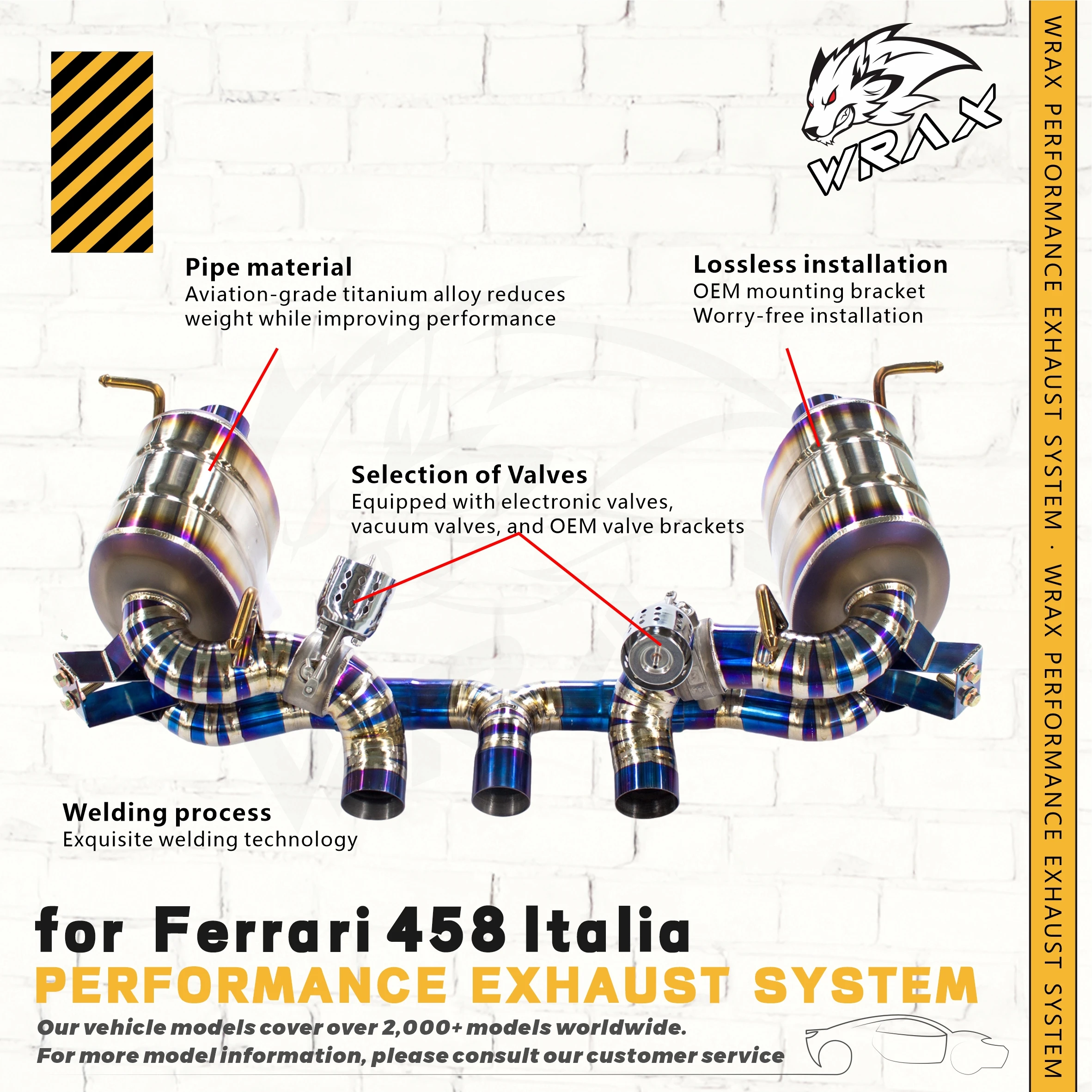 

WRAX Direct Fit Replacement Titanium Catback Exhaust For Ferrari 458 Italia with Valves High Performance System