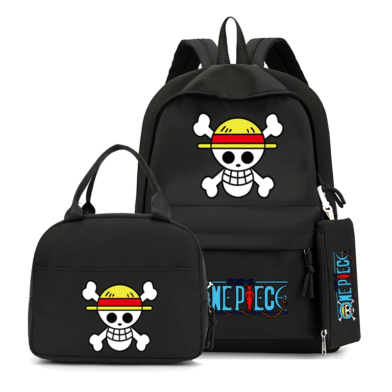 3Pcs/set Anime One Piece Backpack Teenager Girl Backpack Schoolbag with Lunch Bag Bookbag Rucksack Comfortable Travel Bag