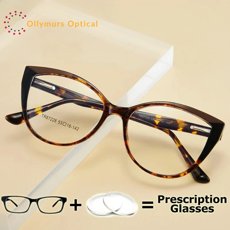 

OLLYMURS очки по рецепту кошачий глаз женские близорукость рецепт прозрачные линзы переходные мультифокальные прогрессивные леопардовые очки для