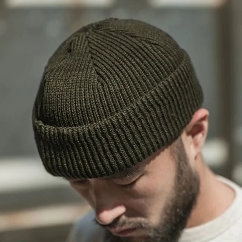 Trendy Retro Air Force A4 Knitted Wool Cap Men's Winter Warm Knitwear Cap Female Version Also Available round Top No Brim Hat