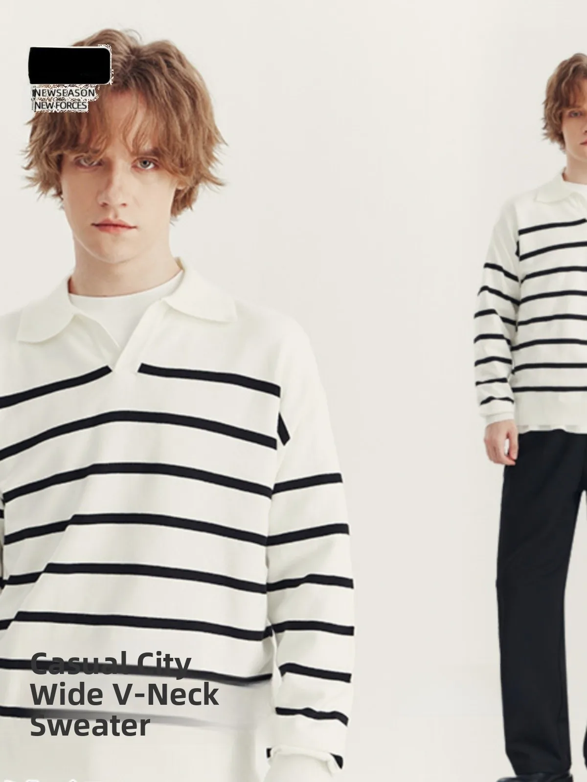 

Trendy Loose Striped Knitwear Chic Youthful Sle Long Sve Busin Casual Collar Daily Wear for Young Men Autumn Season
