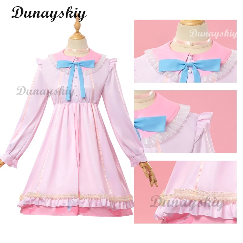 Momoi Airi Cos MORE MORE JUMP تأثيري مشروع Sekai الملونة المرحلة الفذ زي موموي ايري الوردي لوليتا فستان هالوين البدلة شعر مستعار