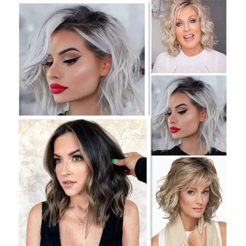 

Женские натуральные короткие черные светлые вьющиеся волосы, парики для вечеринок, женский полный парик