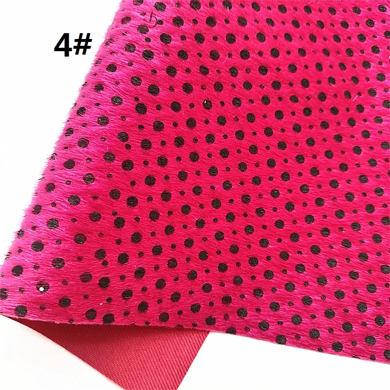 Leopard Dots Printed Immitation Horse Fur Gold Dots Custom Fur Leather Crushed Velvet Fabric for DIY Craft 8.2\