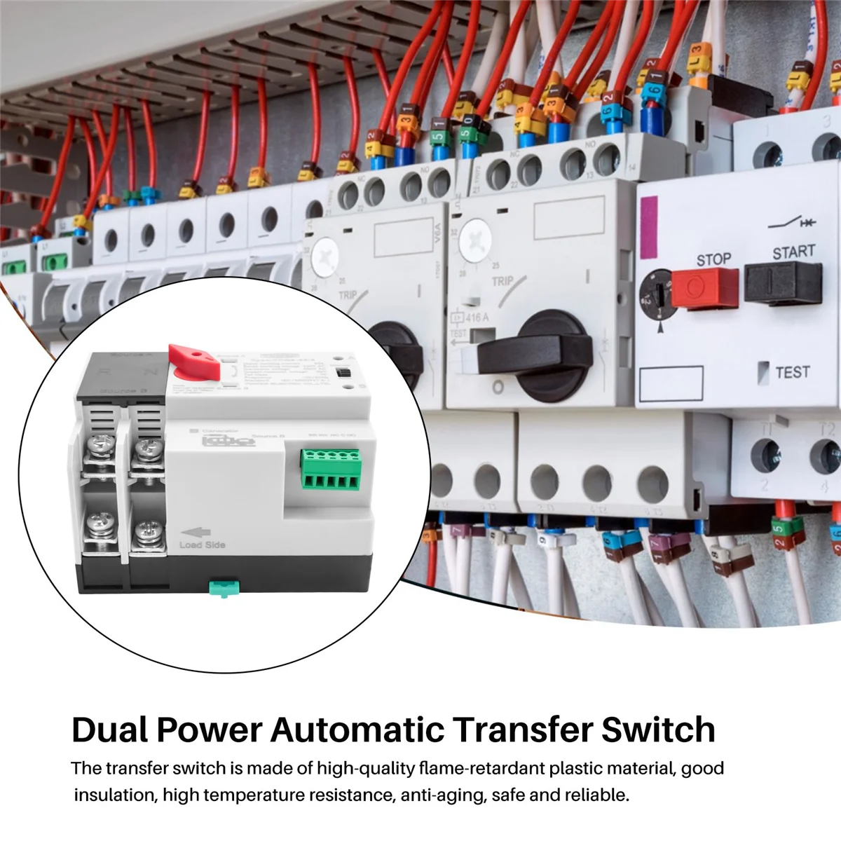 TOMZN Din Rail 2P ATS Dual Power Automatic Transfer Switch Electrical Selector Switches Uninterrupted Power 63A