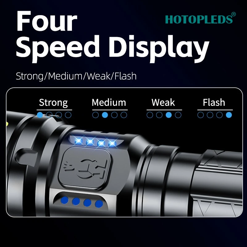 مصباح يدوي قابل لإعادة الشحن في الهواء الطلق، إضاءة محمولة للدفاع عن النفس في حالات الطوارئ، تكبير صغير، مصباح يدوي قوي طويل المدى