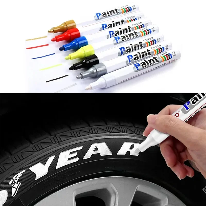 1/3/5/7Pcs Waterproof Cars Wheel Tire Oily Mark Pen Auto Rubber Tyre Paint Pen Cd Metal Permanent Paint Marker Graffiti Touch Up