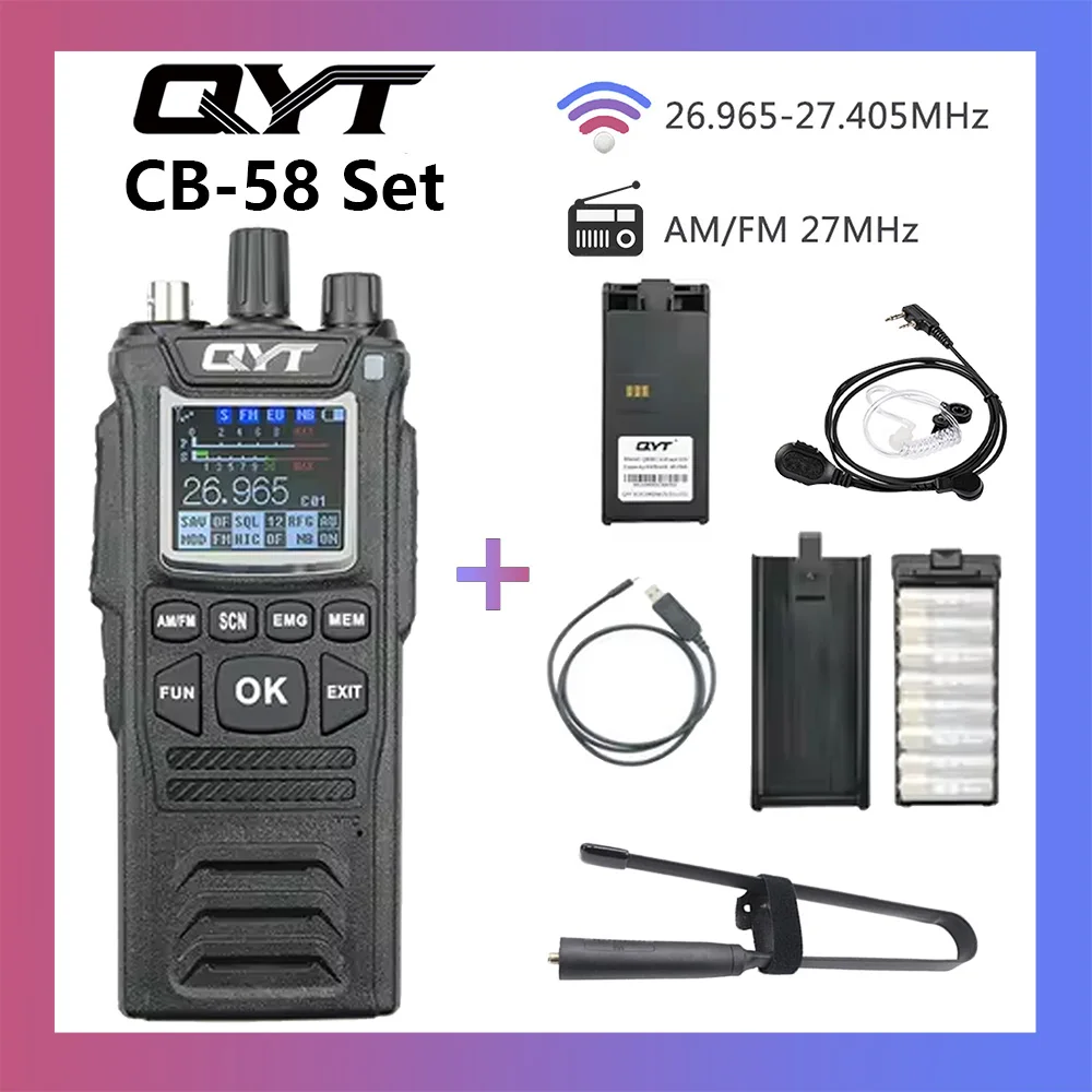 Radio CB originale QYT CB-58 26.965-27.405MHz FM AM Modalità Citizen Band Radio 27MHz Walkie Talkie portatile con radio CB 4100mAh