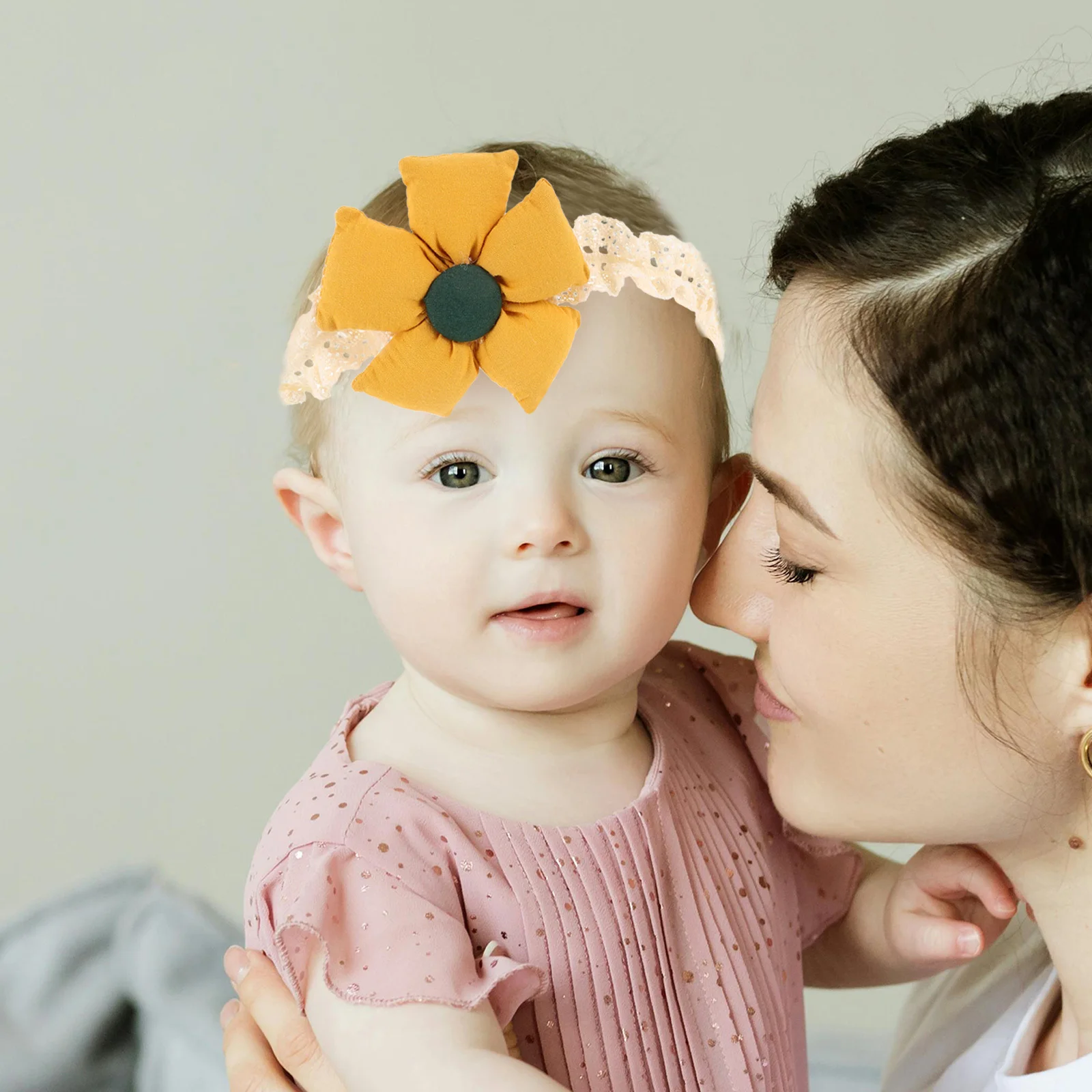 عصابات رأس للفتيات الصغيرات إكليل عباد الشمس وإكليل زهور مرن ناعم لحديثي الولادة وحفلات أعياد الميلاد