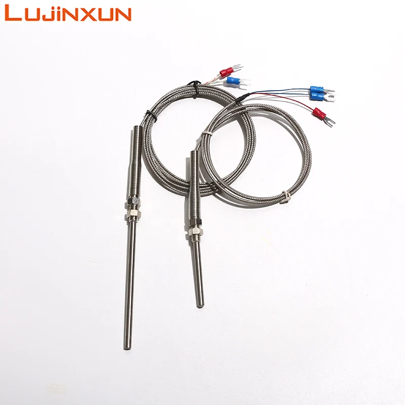 LUJINXUN Thermocouple M8x1.25mm PT100 K type Temperature Thermostat Sensor Stainless Steel Probe 5x30/50/100/150/200mm 1pc