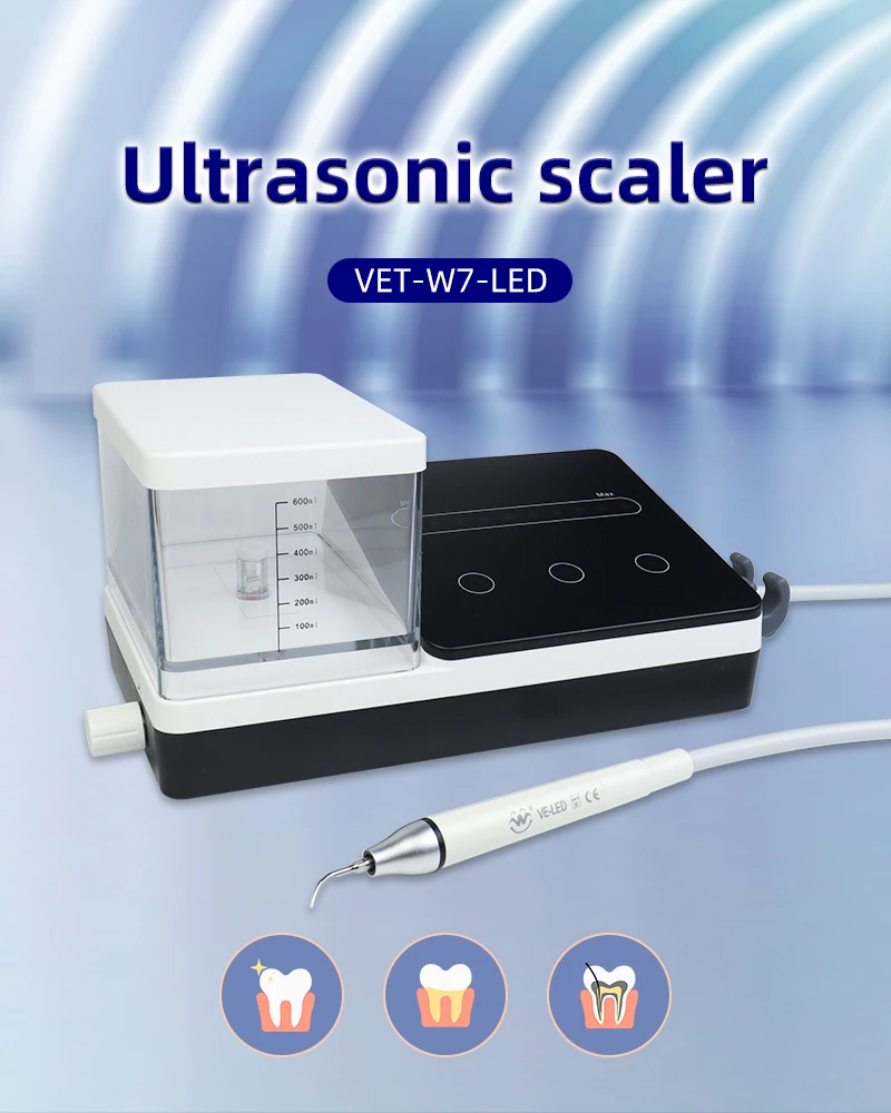 VVDental Ultraschall-Scaler mit LED-Licht-Handstück und 10 Stück Spitzen, Zahnreinigungsgerät für Zahnsteinentfernung, Parodontologie und Endodontie – Detail 2