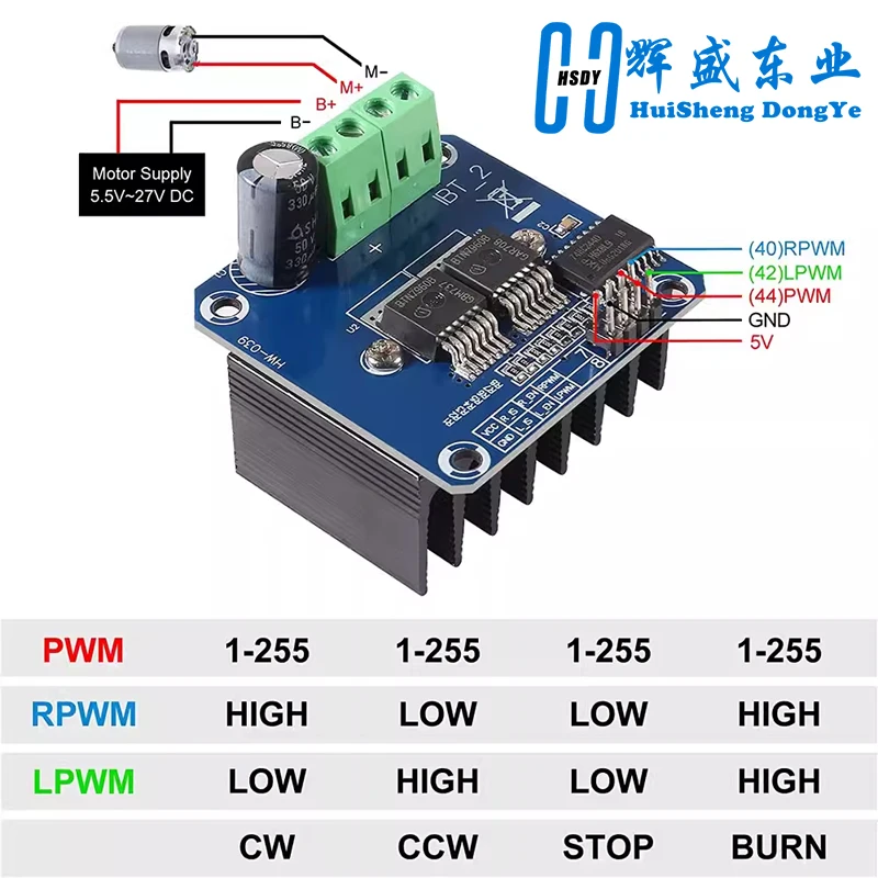 Double BTS7960 43A H-bridge High-power Motor Driver module/ diy smart car Current diagnostic