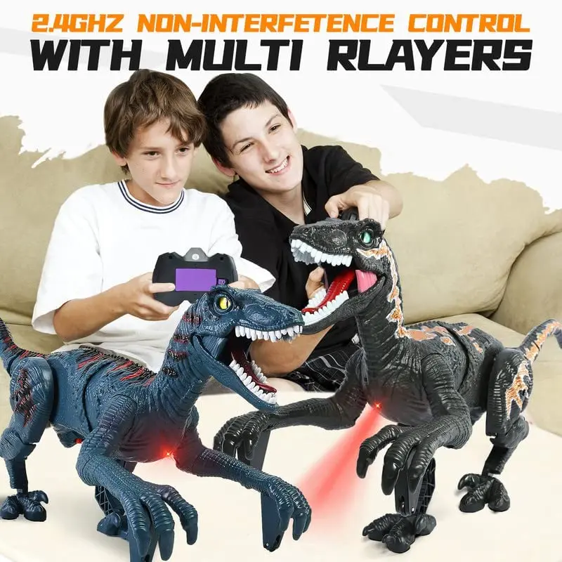 

Rc Dinosaur 8Ch 2.4G Remote Control Velociraptor Toy Sound Light Electric Walking Animals Electric Dinosaur Model Toy Kids Gift