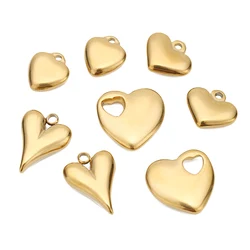 5pcs Stainless Steel Heart Charms for DIY Jewelry Making Findings Women Necklace Pendants Bracelets Supplies Earrings Making