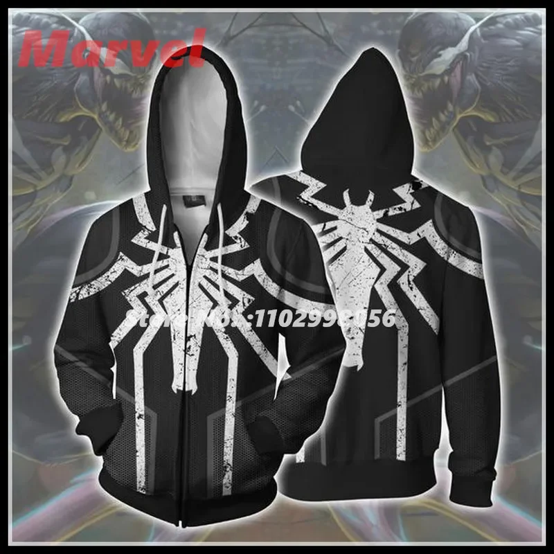 Marvel Spider Man 2099 Hoodies Miguel O\'Hara Anime 3d Printing Cosplay Zipper Sweater Casual Outer Cartoon Men Clothing Sweater