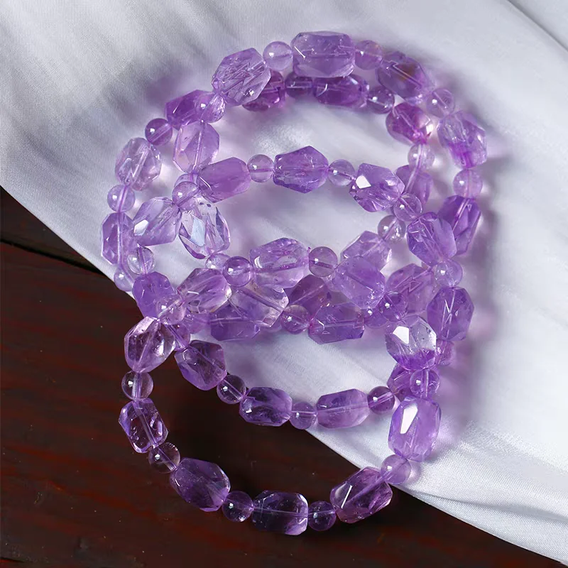 Natural Purple Amethyst Quartz Clear Faceted Bracelet Beads 10x8mm Amethyst Women Men Stretch Purple Amethyst AAAAA