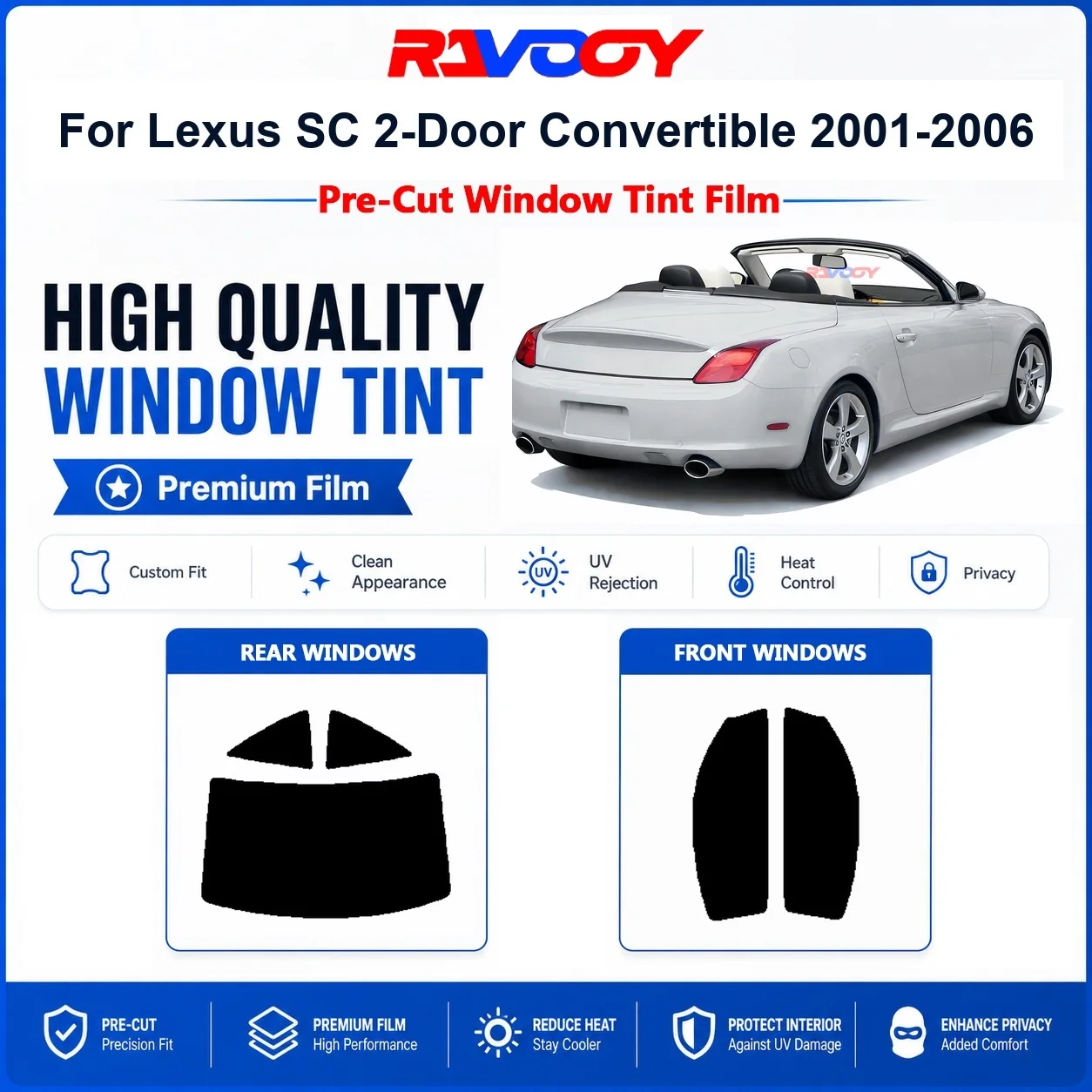 Película De Privacidad Para Ventanas Delanteras Y Traseras De Lexus Sc 2 Puertas Convertible 2001-2006, Precortada, Con Protección Uv Y Rechazo De Calor. — -50%, 26.19€ Coupon, from 26.19€ – 50% descuento – €26.19