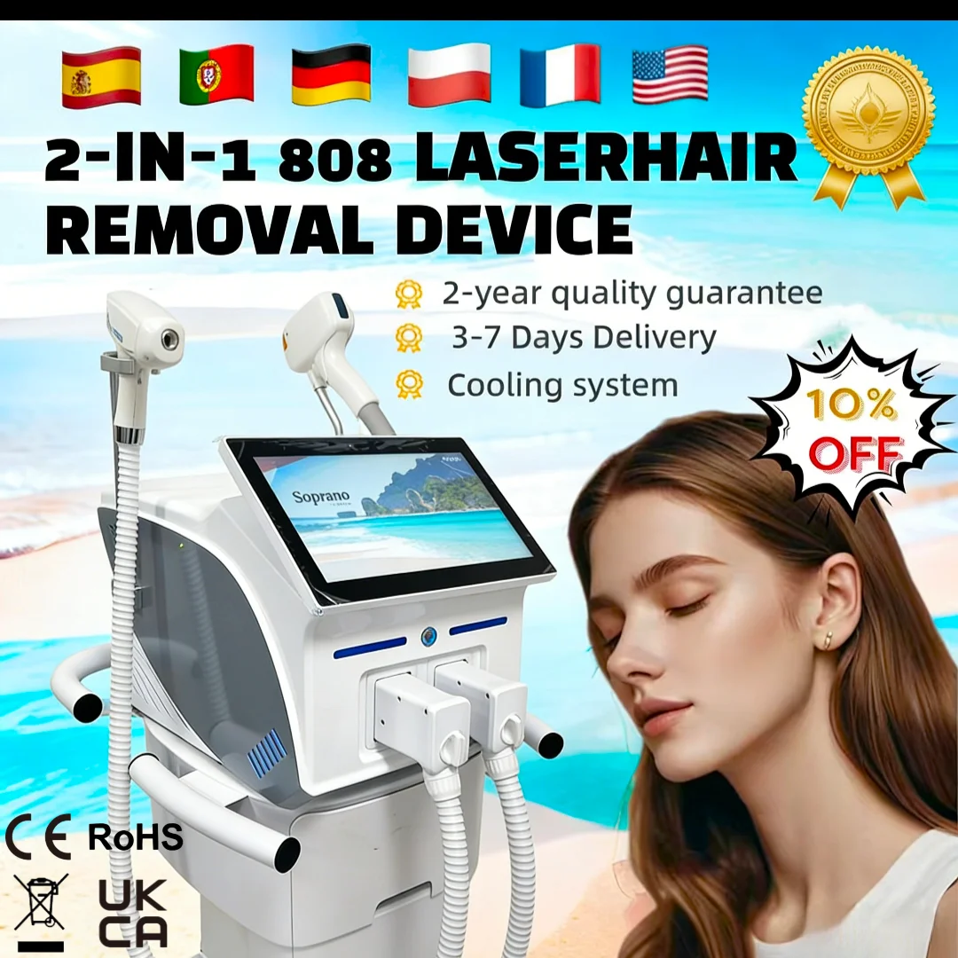 

Новейший лазерный аппарат 2-в-1 2026 года: безболезненный диодный лазер Soprano Ice Platinum Titanium 4000 Вт, 755 нм, 808 нм, 1064 нм, 4 длины волны, с двумя манипулами