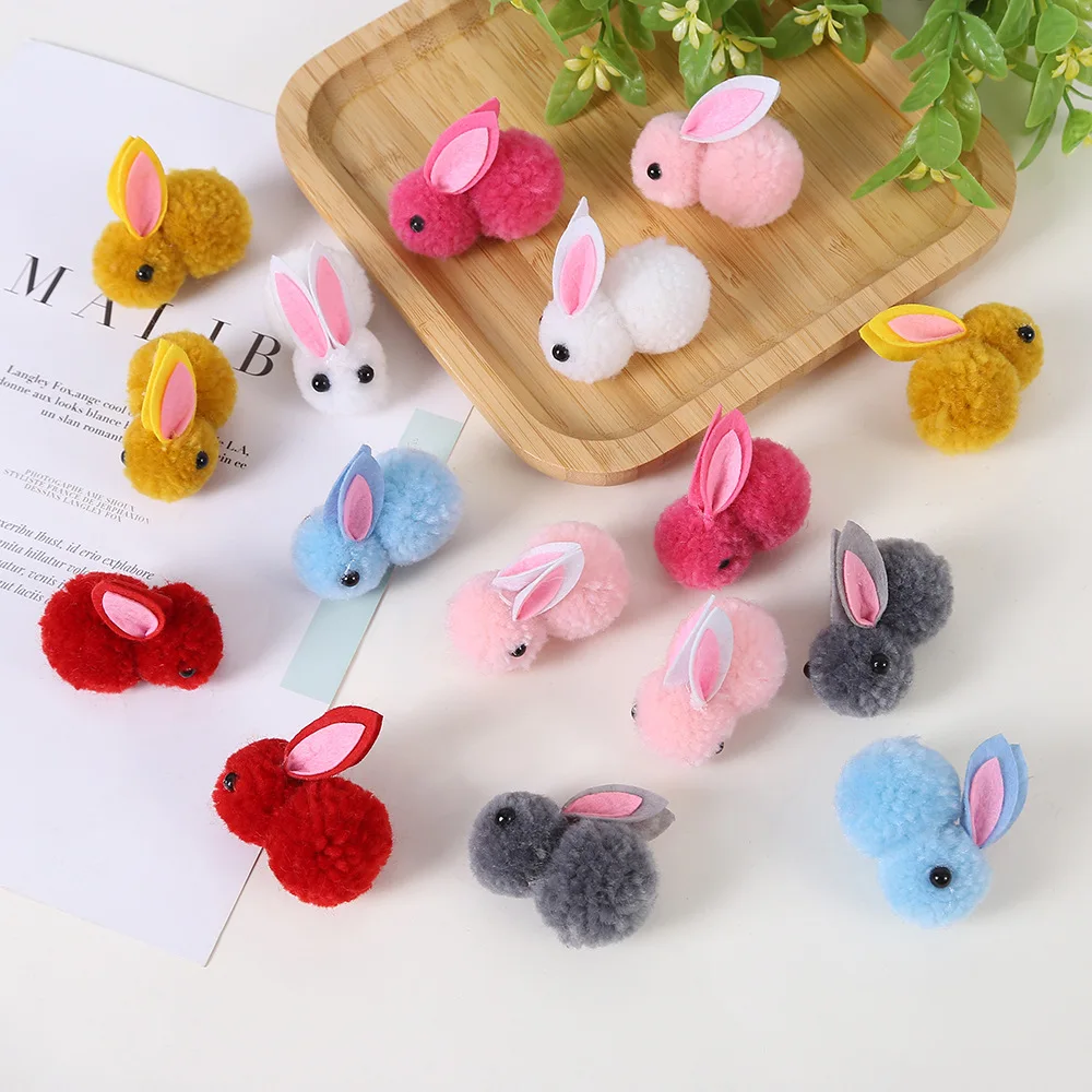 Cute Plush rabbit Soft Pom Poms Pompoms Ball for Kids Hair Clips Making  DIY Sewing Craft Decoration Handmade Accessiories