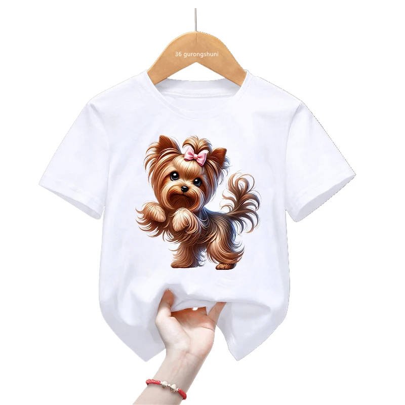 

Cute Yorkshire Terrier Animal Printed T Shirt Girls/boys Kawaii Dog Love Kids Clothes Summer Fashion Short Sleeve T-Shirt Tops