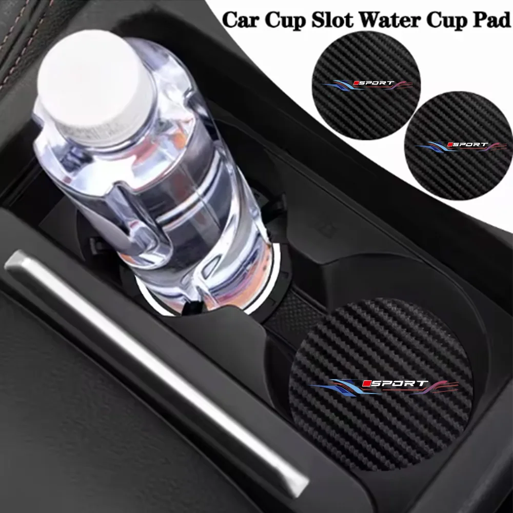 Single Square Carbon Fiber Pattern Water Cup Mat for Car Interior, Non-Slip Mat, Cute Cartoon Storage Slot Decoration Mat