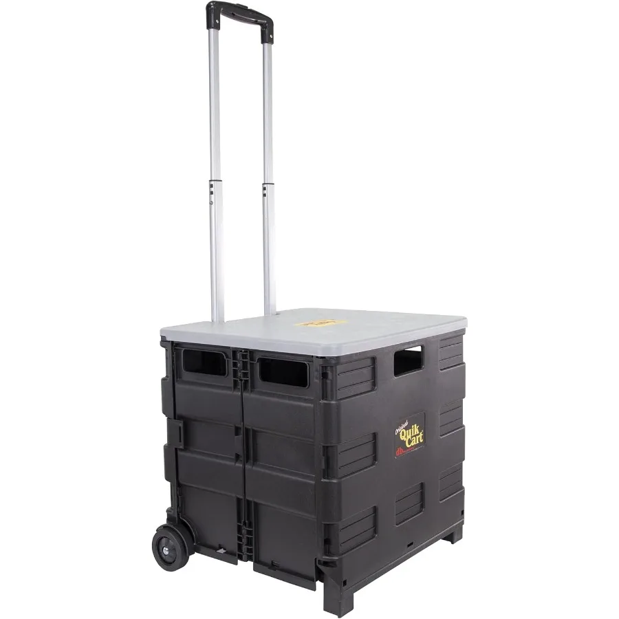 Quik Cart صندوق دوار قابل للطي على عجلات للمعلمين سلة حمل سعة 80 رطلاً مصنوعة من البلاستيك عالي التحمل ومستخدم ك