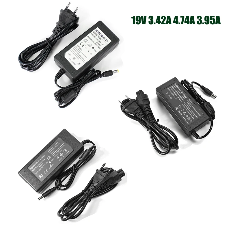 AC DC Laptop Adapter 19V Charger Power Supply Transformer 220V TO DC 19V 3.42A 3.95A 4.74A 65W 90W Notebook Source EU US Plug