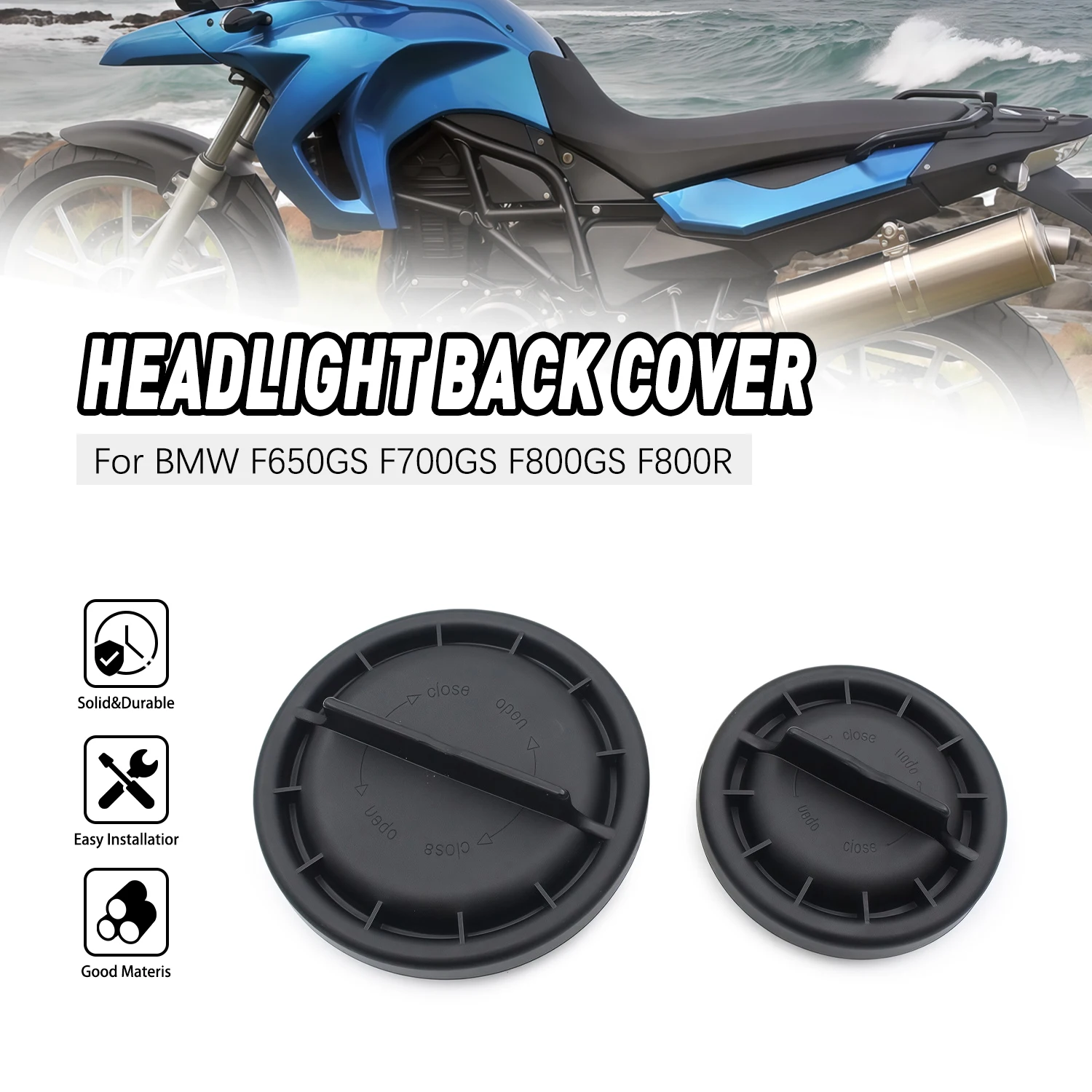 

Motorcycle Headlight Extended Dust Cover Cap Black fit For BMW K72 F650GS K70 F700GS F800GS F800R ADV 2005-2014 63127698599