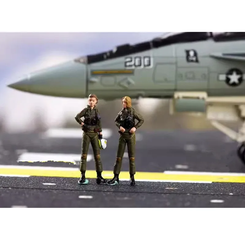 1:72 Scale 2Pcs Resin Modern Fighter Female Pilots Doll Toy DIY Scene Accessory Display Collection Action Figure Fans Gifts