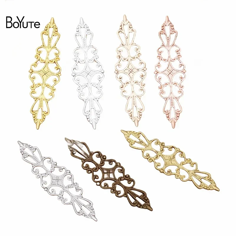 

BoYuTe (50 Pieces/Lot) Metal Brass Stamping 15*57MM Filigree Flower Sheet Hand Made DIY Jewelry Making Materials