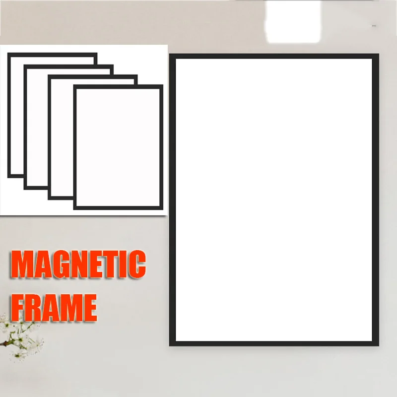 

4Pcs Magnetic Frame Peel and Stick Photo Frames Paintings Picture Child Paintings Display for Wall Black Holder Magnets Diamond