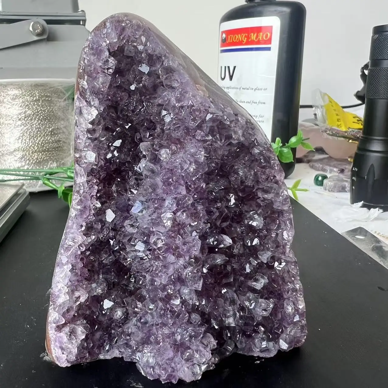 630g 10.5cm  Natural Uruguay Dream Amethyst Calcite Quartz Crystal