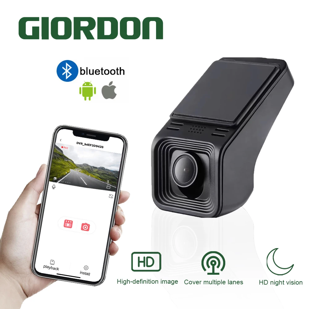 

Dash Cam for Cars Bluetooth App Car Camera HD 170° Wide Angle 1080P Video Recorder Front Camera for