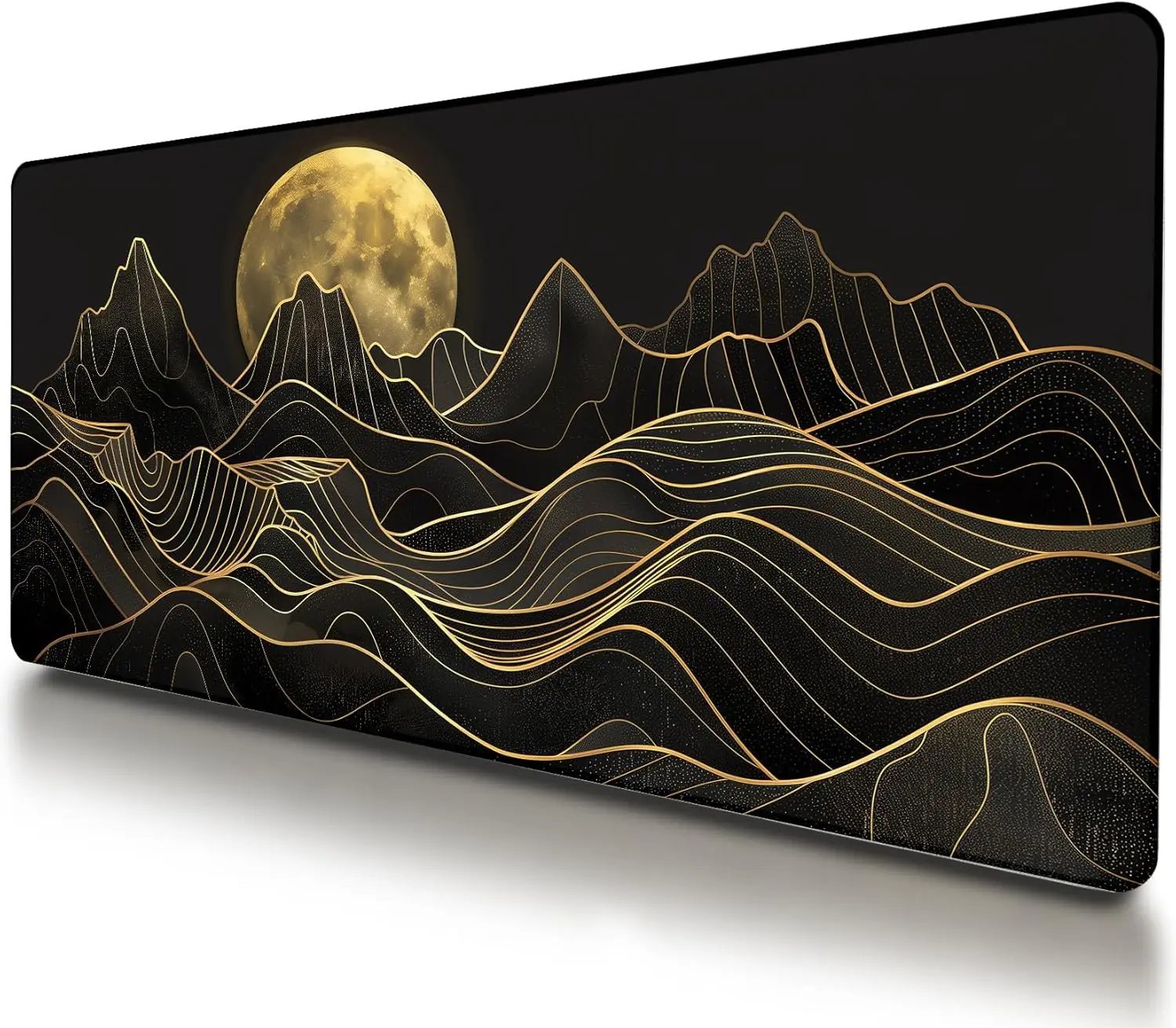 

Black & Gold Japanese Anime Mouse Pad – Waterproof, Non-Slip Desk Mat with Stitched Edges