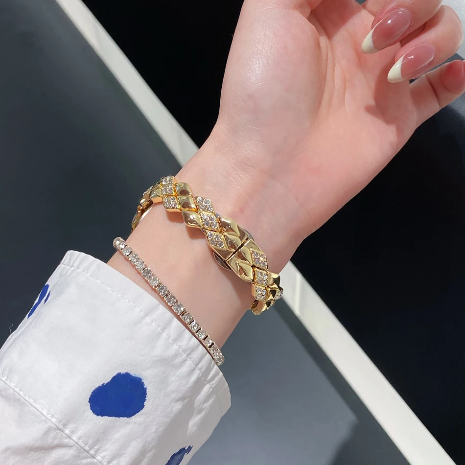 Wheat Ear Diamond Strap For Apple Watch Series 11 10 9 8 7 6 SE 5 UItra iWatch 49/46/45/44/42/41/40/38mm Luxury Jewelry Bracelet