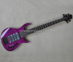 5 Strings Purple  Electric Bass Guitar with Rosewood Fretboard,24 Frets,Can be Customized