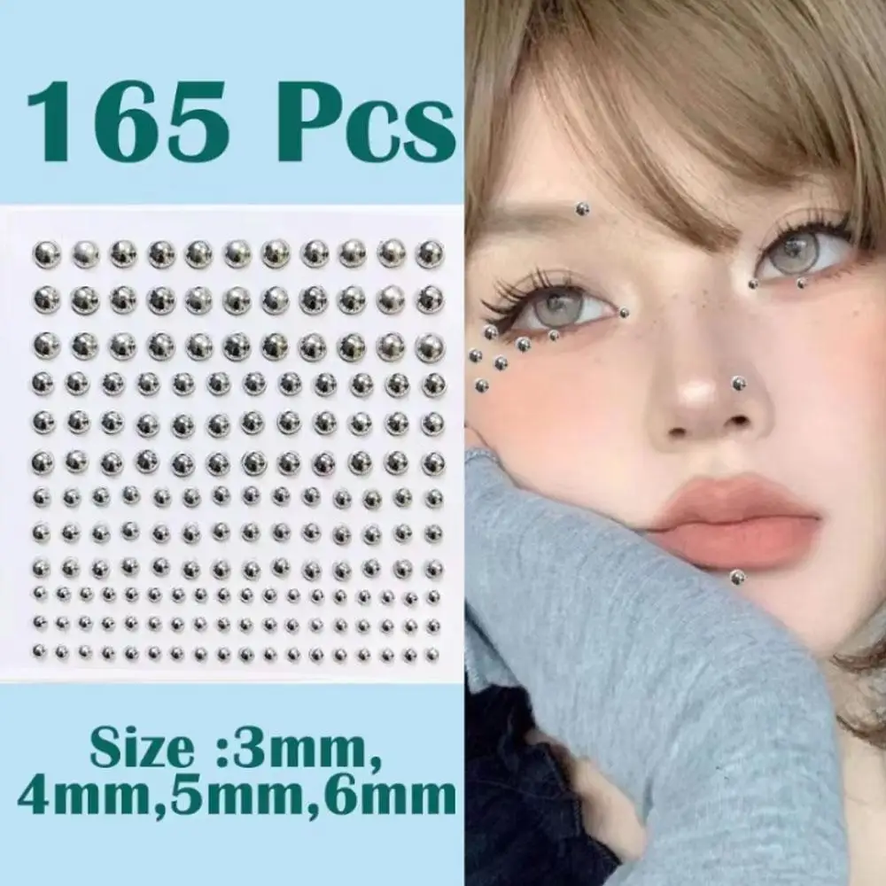 1Sheet Acrylic Rhinestone Stickers Fake Lip Studs for Eyebrow Facial Decoration Self-Adhesive Faux Stickers Body Navel Jewelry