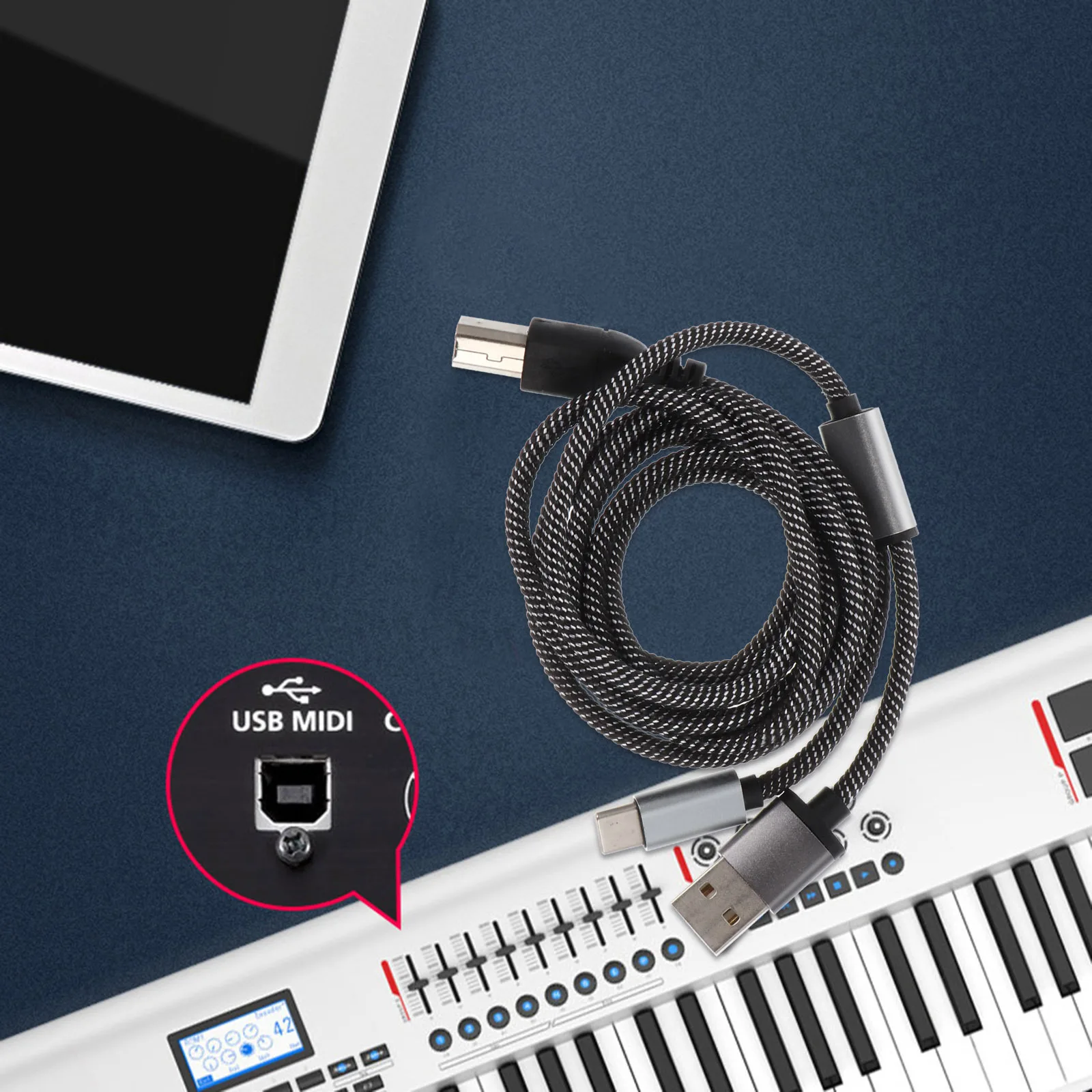 

1.4M Usb Printer Cable High-Speed 480Mbps For Midi Controller Hard Drive Server Usb-C To Usb B Cord