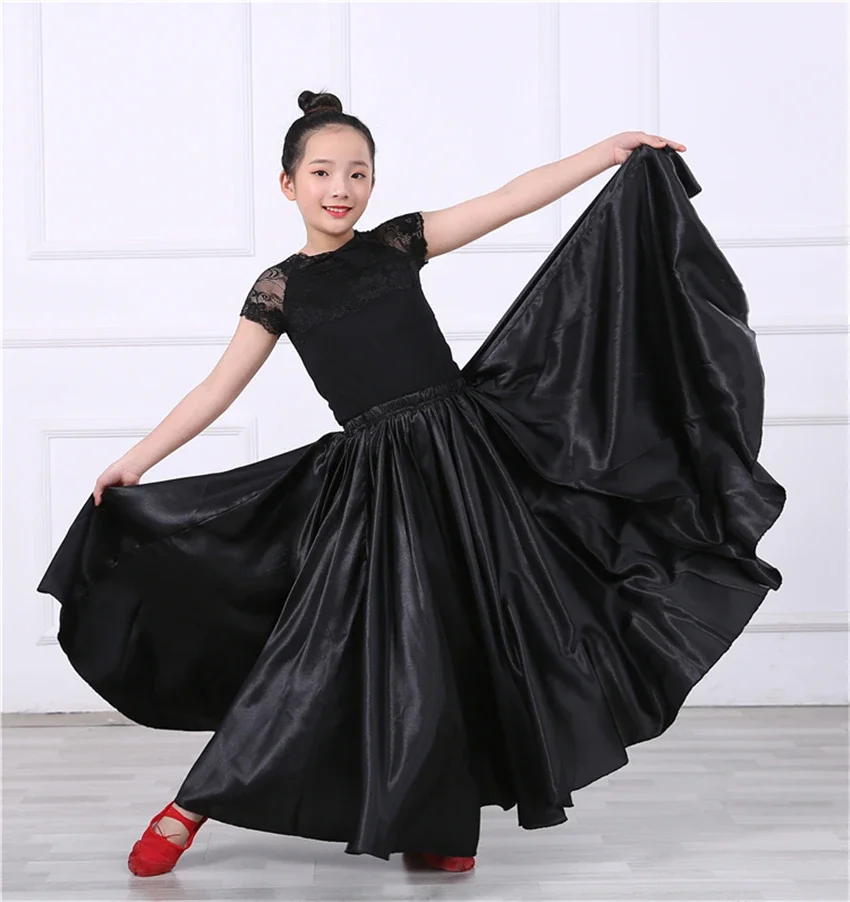 Novas meninas saia de flamenco vestido de dança espanhola prática competição palco coro desempenho trajes para crianças saias de flamengo