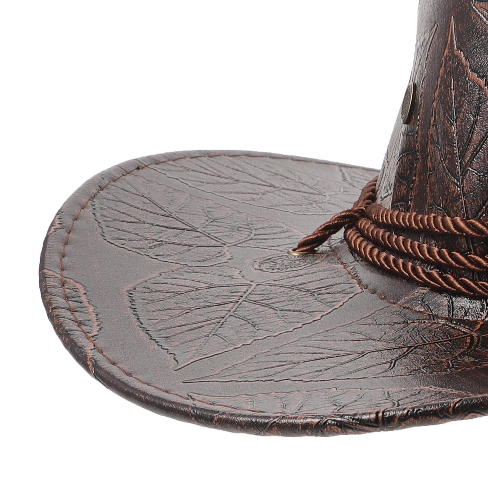 

Cowboy Hat Wide Brim PU for Men Women Outdoor Hiking Sun Protection Travel Dark Brown Decorative Cowgirl Hats