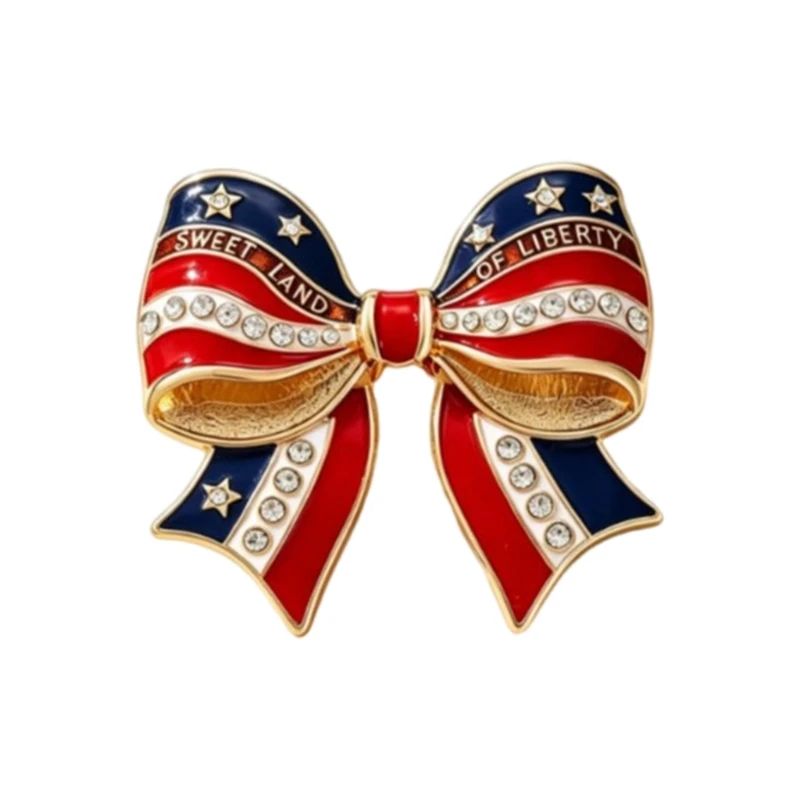 31BF Alloy Bowknot Brooch Red Blue White Jewelry Accent for Lapels and Hats
