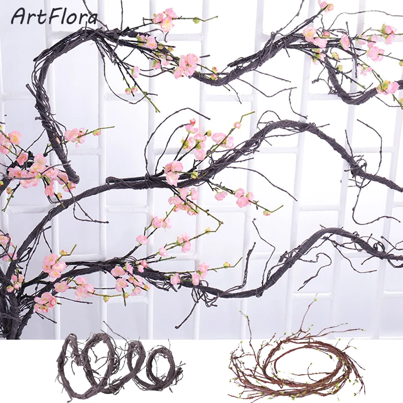 3m Hanging Rattan Artificial Fake Plants Tree Twigs Liana Wall  Trunk Cherry Branches Flexible Vines Garden Wedding Decoration