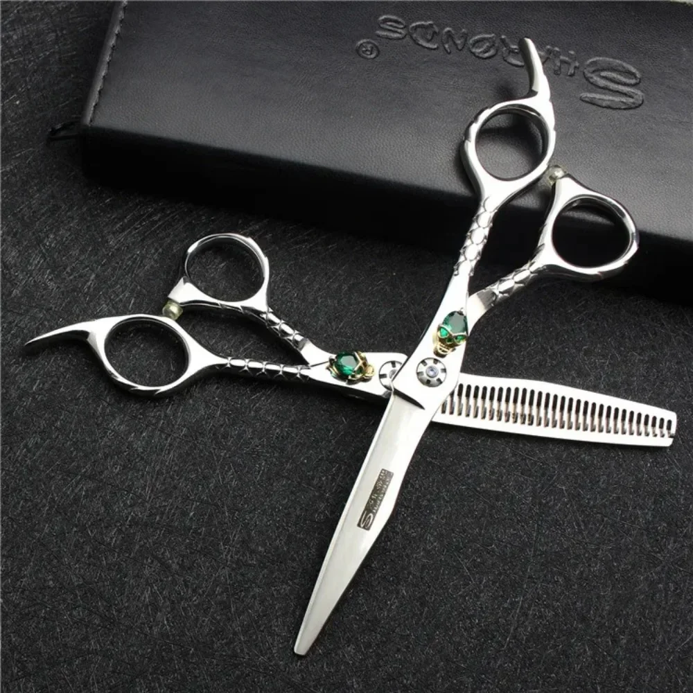 Barber Shop 6 Inch Japan 440c Sharp Hairdressing Barber Thinning Scissors Razor Set Stainless Barber Hair Clippers Professional