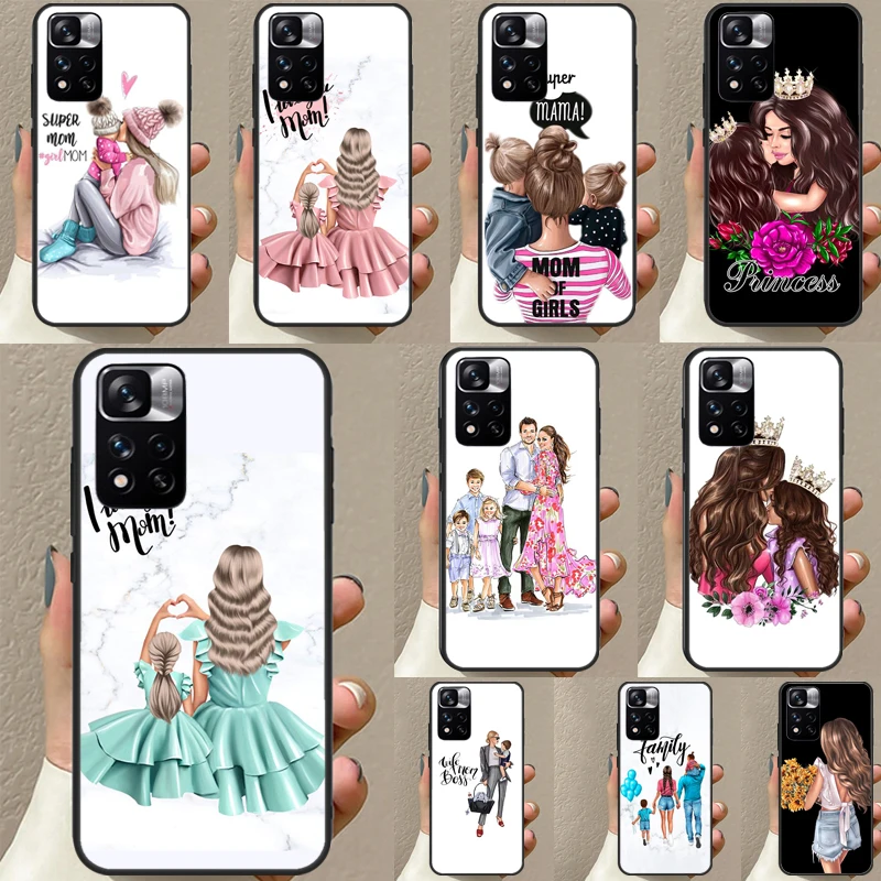 Baby Mother Brown Girl Family For Redmi Note 11 Pro Case For Redmi Note 12 8 9 10 Pro 8T 9S 10S 11S 12S 12C 9C 10C Coque