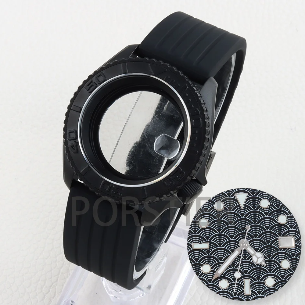 

42mm Black PVD Case For SKX007 Yacht-Master Watch Case Stainless Steel with Sapphire Glass Fit Seiko SKX007 NH35 NH36 Movement